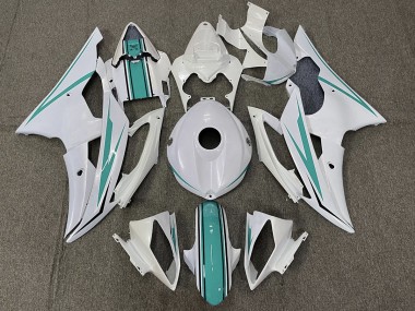 Bianco Lucido & Verde Acqua 2008-2016 Yamaha R6 Carene Moto