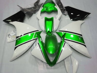 Bianco Lucido & Verde Metallizzato 2009-2011 Yamaha R1 Carene Moto