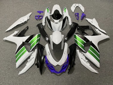 Bianco Lucido Verde Nero & Viola 2009-2016 Suzuki GSXR 1000 Carene Moto