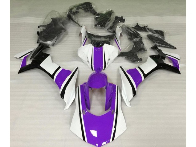 Bianco Lucido Viola & Nero 2015-2019 Yamaha R1 Carene Moto Bianco Lucido Viola & Nero 2015-2019 Yamaha R1 Carene Moto