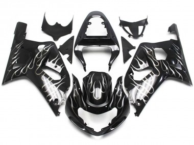 Bianco & Nero Lucido Fiamma 2001-2003 Suzuki GSXR 600-750 Carene Moto