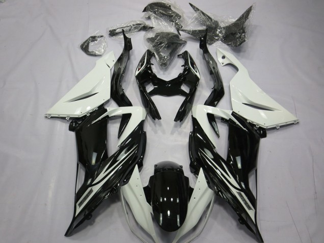 Bianco Nero Lucido Semplice 2013-2018 Kawasaki ZX6R Carene Moto Bianco Nero Lucido Semplice 2013-2018 Kawasaki ZX6R Carene Moto