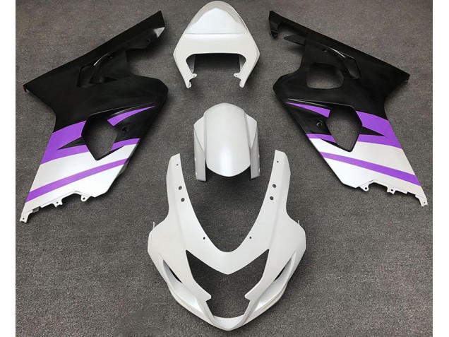 Bianco Opaco & Viola 2004-2005 Suzuki GSXR 600-750 Carene Moto Bianco Opaco & Viola 2004-2005 Suzuki GSXR 600-750 Carene Moto