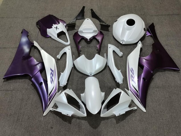 Bianco Opaco & Viola 2008-2016 Yamaha R6 Carene Moto Bianco Opaco & Viola 2008-2016 Yamaha R6 Carene Moto