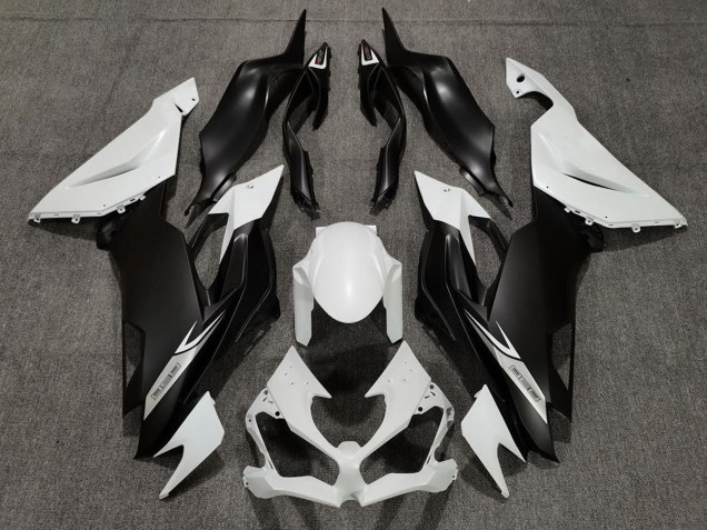 Bianco Perla Opaco & Nero 2019-2023 Kawasaki ZX6R Carene Moto Bianco Perla Opaco & Nero 2019-2023 Kawasaki ZX6R Carene Moto