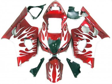 Blanc Et Rouge Flamme 2003-2004 Suzuki GSXR 1000 Carene Moto