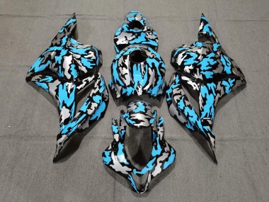 Blu/Argento Personalizzato Camo 2009-2012 Honda CBR600RR Carene Moto