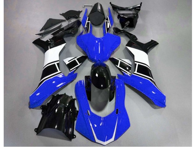 Blu Lucido Bianco & Nero 2015-2019 Yamaha R1 Carene Moto Blu Lucido Bianco & Nero 2015-2019 Yamaha R1 Carene Moto