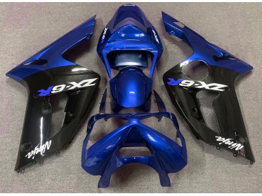 Blu Lucido & Nero 2003-2004 Kawasaki ZX6R Carene Moto