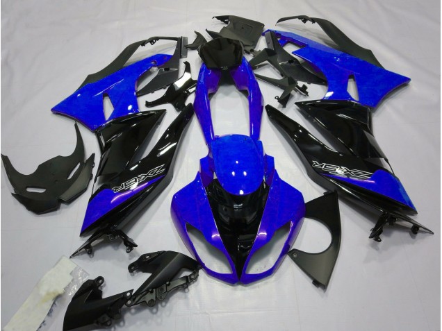 Blu Lucido & Nero 2009-2012 Kawasaki ZX6R Carene Moto