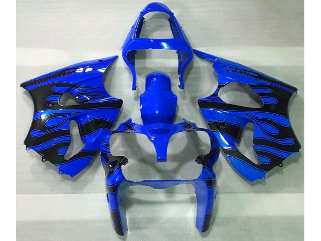 Blu & Nero Fiamma 2000-2002 Kawasaki ZX6R Carene Moto Blu & Nero Fiamma 2000-2002 Kawasaki ZX6R Carene Moto