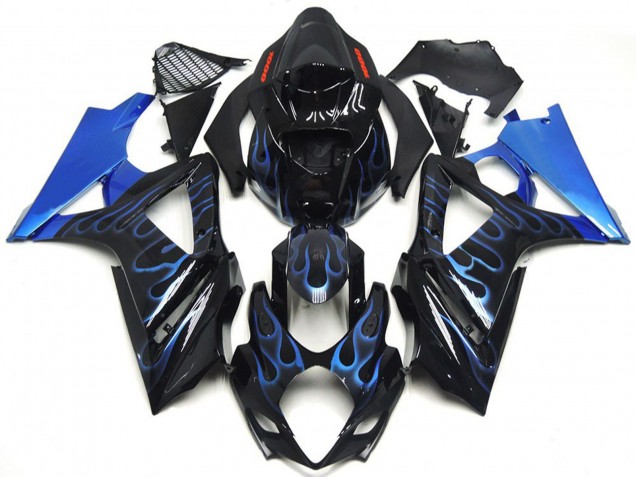 Blu & Nero Personalizzati Fiamma 2007-2008 Suzuki GSXR 1000 Carene Moto Blu & Nero Personalizzati Fiamma 2007-2008 Suzuki GSXR 1000 Carene Moto