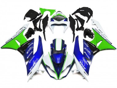 Blu Profondo Verde & Bianco 2009-2012 Kawasaki ZX6R Carene Moto