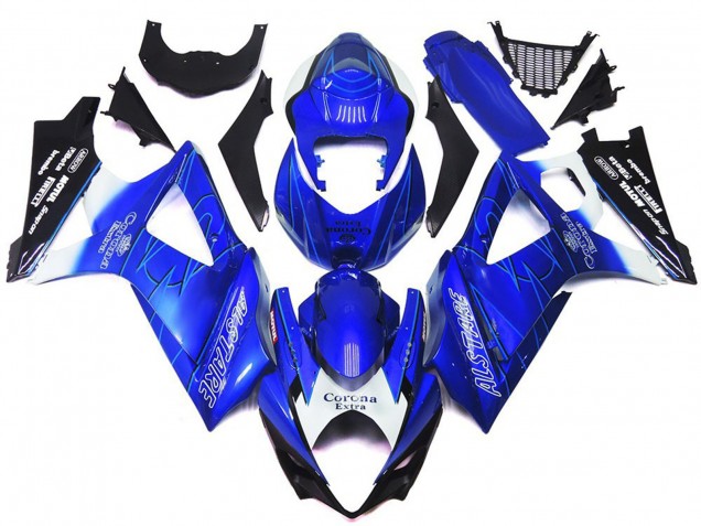 Blu Vibrante Con Bianco Corona 2007-2008 Suzuki GSXR 1000 Carene Moto Blu Vibrante Con Bianco Corona 2007-2008 Suzuki GSXR 1000 Carene Moto