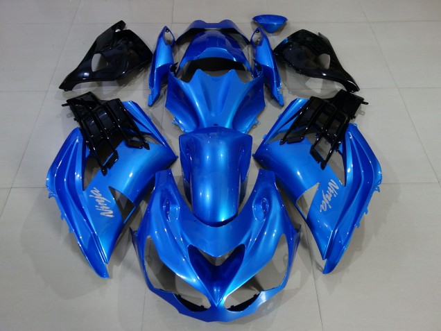 Blu Vivace & Nero Lucido 2012-2021 Kawasaki ZX14R Carene Moto Blu Vivace & Nero Lucido 2012-2021 Kawasaki ZX14R Carene Moto