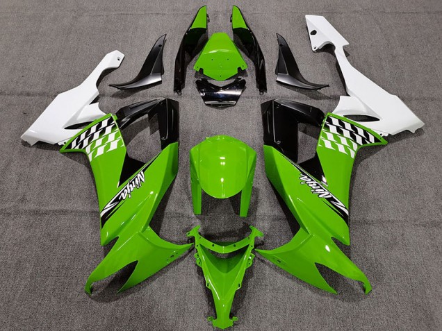 Cheq Verde & Bianco 2008-2010 Kawasaki ZX10R Carene Moto Cheq Verde & Bianco 2008-2010 Kawasaki ZX10R Carene Moto