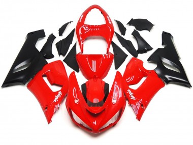 Decalcomanie Bianche Rosse Lucide Semplici 2005-2006 Kawasaki ZX6R Carene Moto