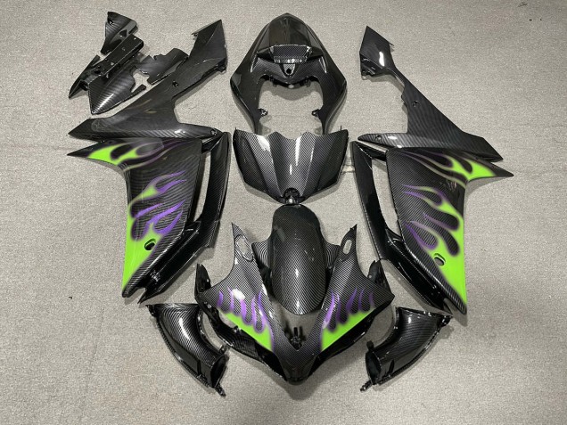 Fibra Di Carbonio Stile Con Fiamme 2007-2008 Yamaha R1 Carene Moto Fibra Di Carbonio Stile Con Fiamme 2007-2008 Yamaha R1 Carene Moto