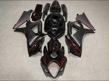 Finiture Nere & Rosse Opache & Lucide 2007-2008 Suzuki GSXR 1000 Carene Moto