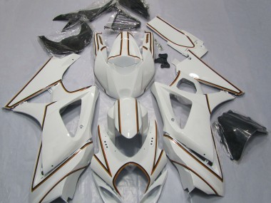 Gessato Bianco Arancione Lucido 2007-2008 Suzuki GSXR 1000 Carene Moto