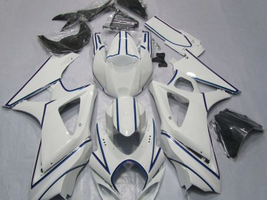 Gessato Bianco Blu Lucido 2007-2008 Suzuki GSXR 1000 Carene Moto