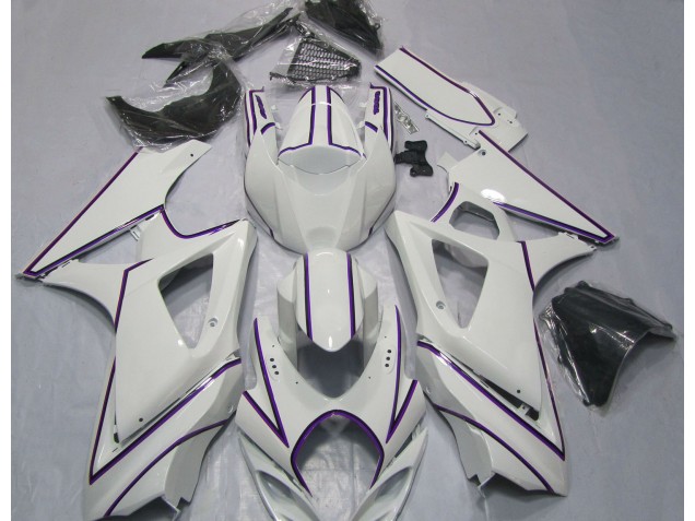 Gessato Bianco Viola Lucido 2007-2008 Suzuki GSXR 1000 Carene Moto Gessato Bianco Viola Lucido 2007-2008 Suzuki GSXR 1000 Carene Moto
