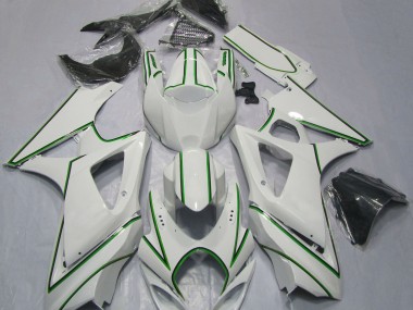 Gessato Verde Bianco Lucido 2007-2008 Suzuki GSXR 1000 Carene Moto