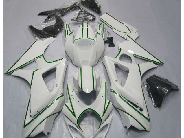 Gessato Verde Bianco Lucido 2007-2008 Suzuki GSXR 1000 Carene Moto