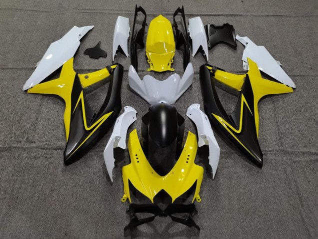 Giallo Lucido & Bianco 2008-2010 Suzuki GSXR 600-750 Carene Moto Giallo Lucido & Bianco 2008-2010 Suzuki GSXR 600-750 Carene Moto