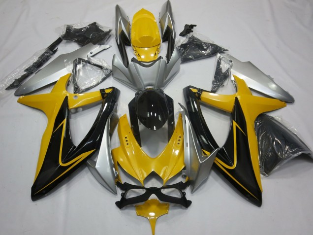 Giallo Nero & Argento 2008-2010 Suzuki GSXR 600-750 Carene Moto Giallo Nero & Argento 2008-2010 Suzuki GSXR 600-750 Carene Moto
