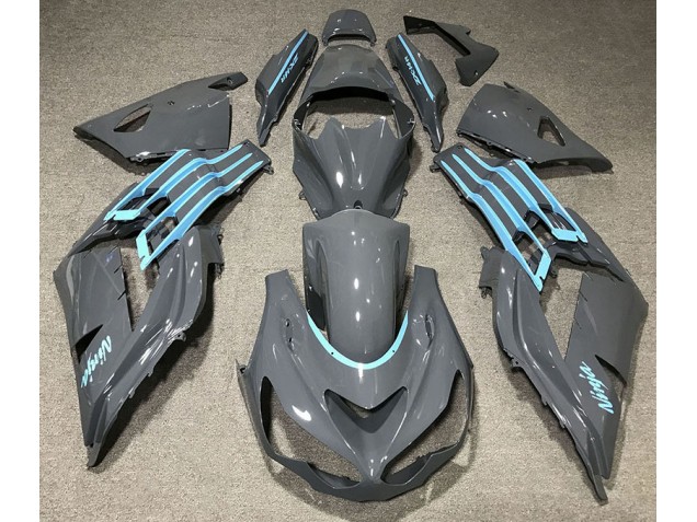 Grigio Lucido & Azzurro 2012-2021 Kawasaki ZX14R Carene Moto Grigio Lucido & Azzurro 2012-2021 Kawasaki ZX14R Carene Moto