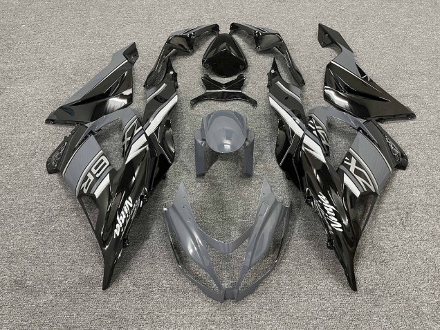 Grigio Lucido & Nero 2013-2018 Kawasaki ZX6R Carene Moto Grigio Lucido & Nero 2013-2018 Kawasaki ZX6R Carene Moto