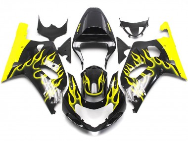 Jaune Vif Flamme 2001-2003 Suzuki GSXR 600-750 Carene Moto