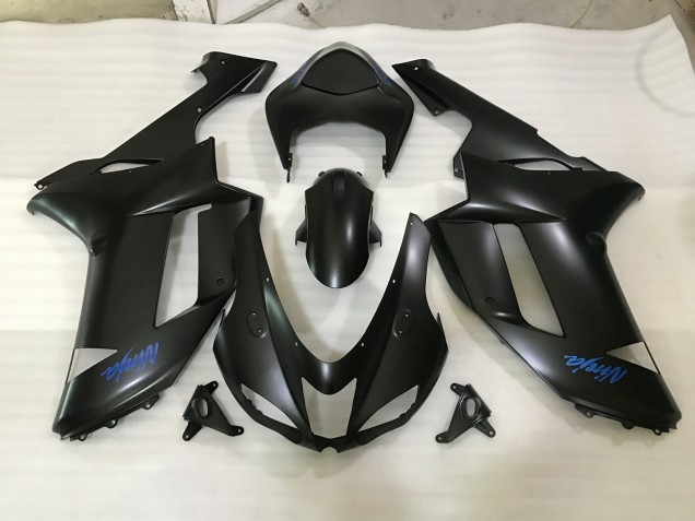 Logo Nero Opaco & Blu 2007-2008 Kawasaki ZX6R Carene Moto Logo Nero Opaco & Blu 2007-2008 Kawasaki ZX6R Carene Moto