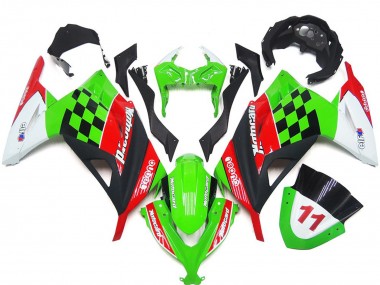Lucido A Quadri Rosso & Nero 2013-2018 Kawasaki Ninja 300 Carene Moto