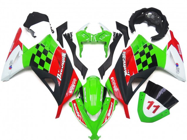 Lucido A Quadri Rosso & Nero 2013-2018 Kawasaki Ninja 300 Carene Moto