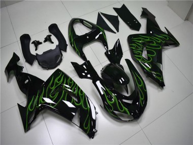 Carena Moto Kawasaki ZX10R 2006-2007 - Nero Lucido Verde Fiamma