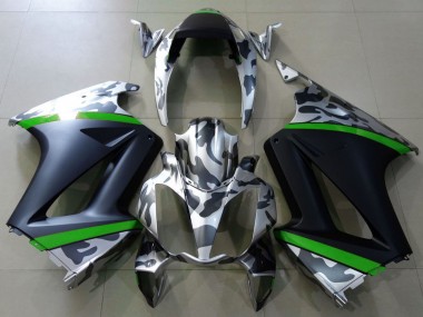 Carene Moto Honda VFR 800 2002-2013 - Grigio Camouflage Verde Nero Opaco