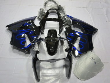 Carena Moto Kawasaki ZX6R 2000-2002 - Nero Lucido Blu Fiamma