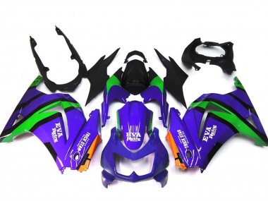 Carene Moto Kawasaki Ninja 250 2008-2012 - Viola Arancia Verde Nero