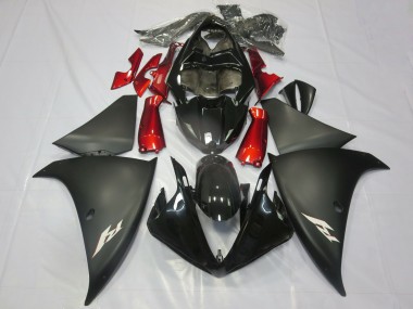 Carene Moto Yamaha R1 2012-2014 - Nero Lucido Nero Opaco Rosso