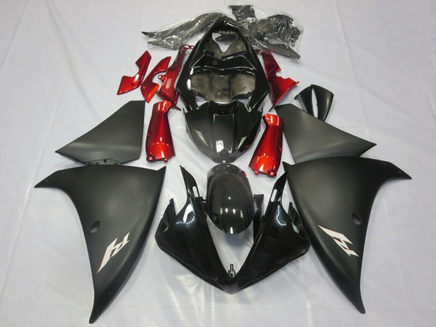 Carene Moto Yamaha R1 2012-2014 - Nero Lucido Nero Opaco Rosso