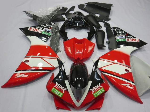 Carene Moto Yamaha R1 2012-2014 - Rosso Bianco Nero Fimer
