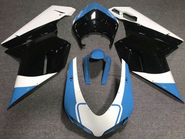 Carene Moto Ducati 848 1098 1198 2007-2014 - Bianco Blu Nero Lucido