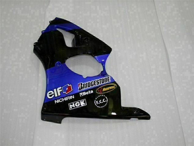 Carena Moto Kawasaki ZX6R 2000-2002 - Blu Nero Lucido Elf Bridgestone