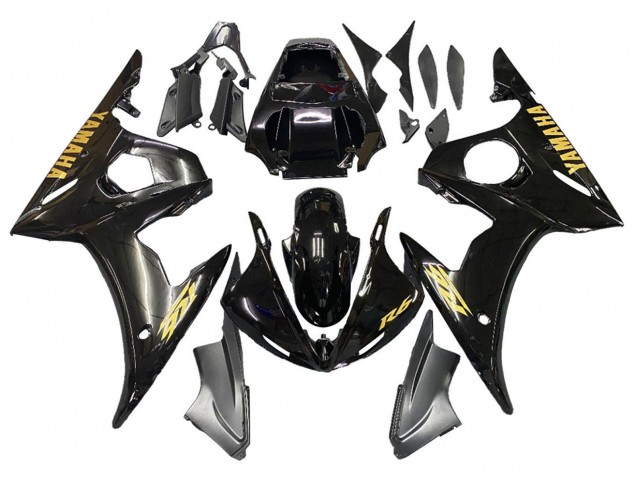 Carena Moto Yamaha YZF R6S 2006-2009 - Nero Lucido Oro Decals