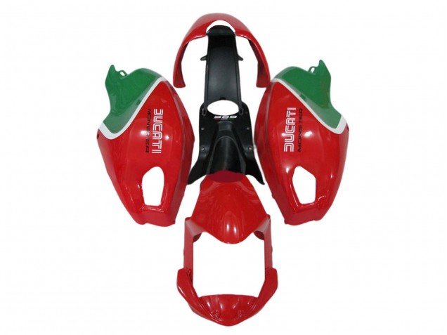 Carena Moto Ducati Monster 696 796 1100 1100S 2008-2012 - Rosso Bianco Verde