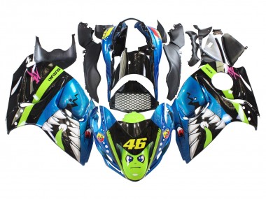 Carene Moto Suzuki GSXR 1300 Hayabusa 2008-2020 - Blu Verde Nero Squalo 46