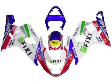 Carena Moto Suzuki GSXR 600 / GSXR 750 2004-2005 - Bianco Blu Rosso Giallo Verde Fixi