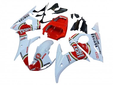 Carena Moto Yamaha YZF R6S 2006-2009 - Bianco Rosso Lucky Strike Motul